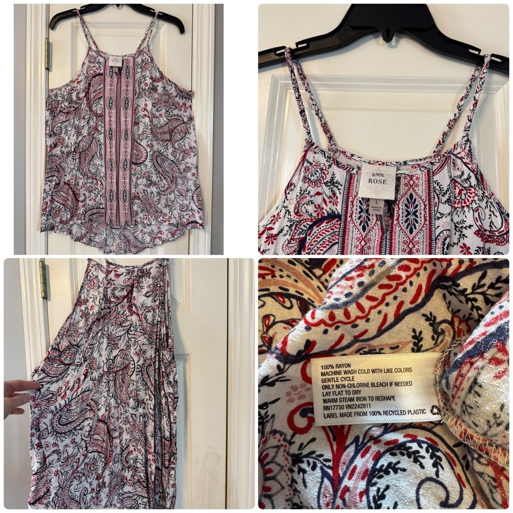 Knox Rose tank Top with Paisley Print